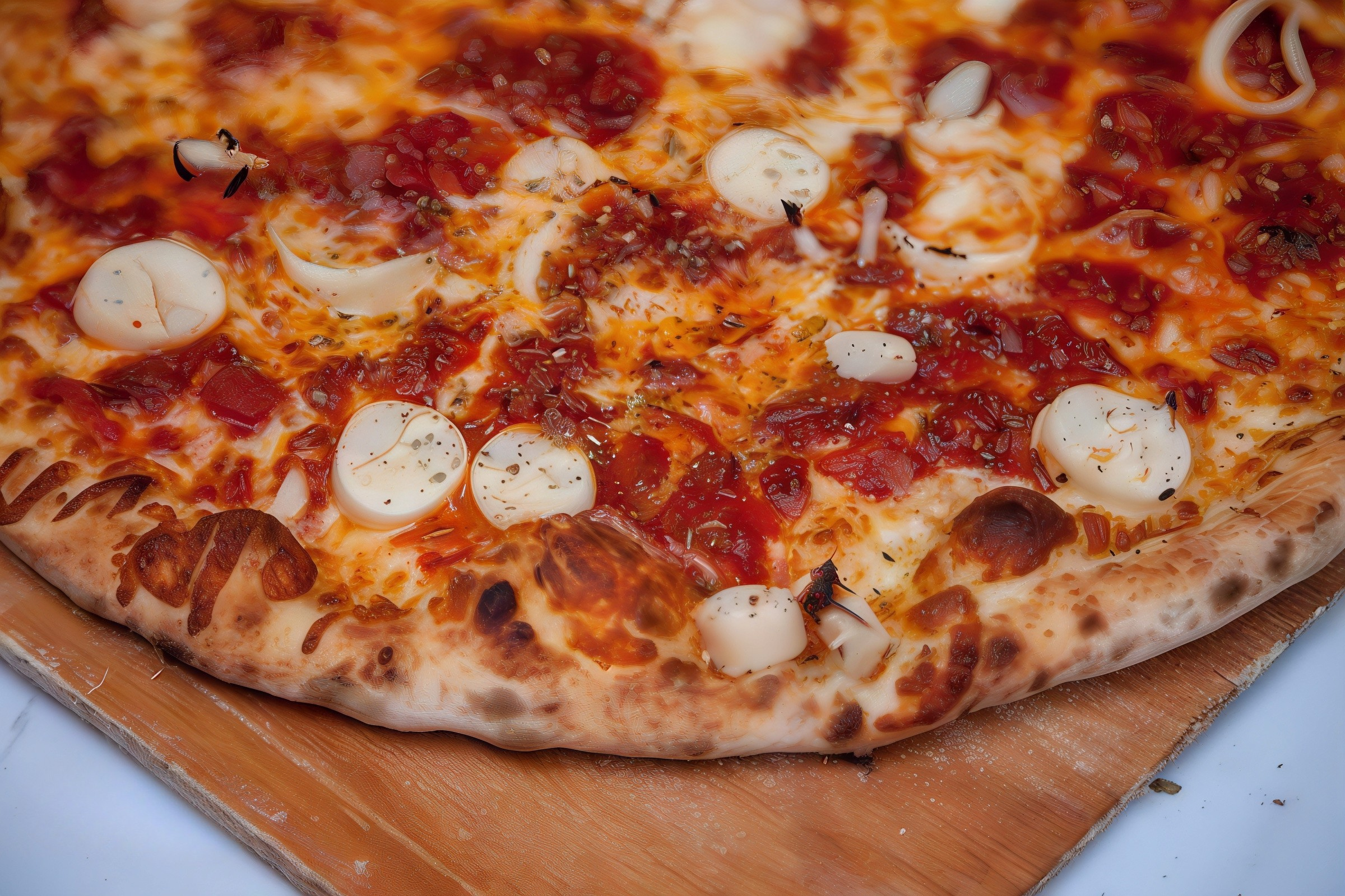 Pizza de bolonhesa com palmito